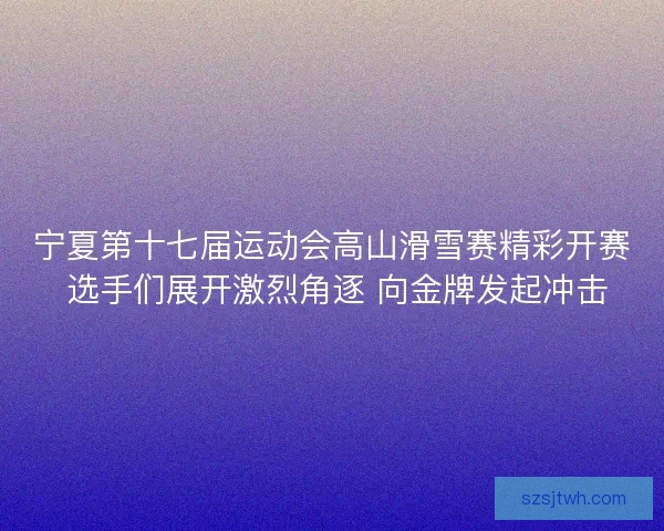宁夏第十七届运动会高山滑雪赛精彩开赛 选手们展开激烈角逐 向金牌发起冲击